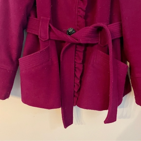 Steve Madden Extra Large XL Fuschia Peacoat Button Jacket Coat Ruffle - Picture 11 of 11
